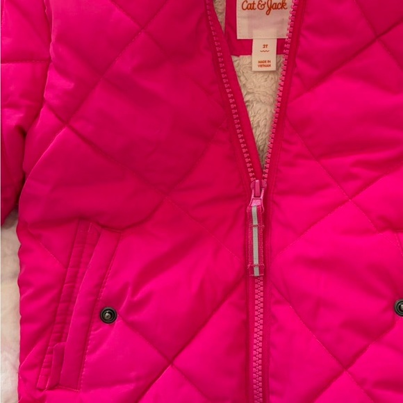 Toddler Quilted Hot Pink Puffer Jacket Cat & Jack 2T - Picture 4 of 5